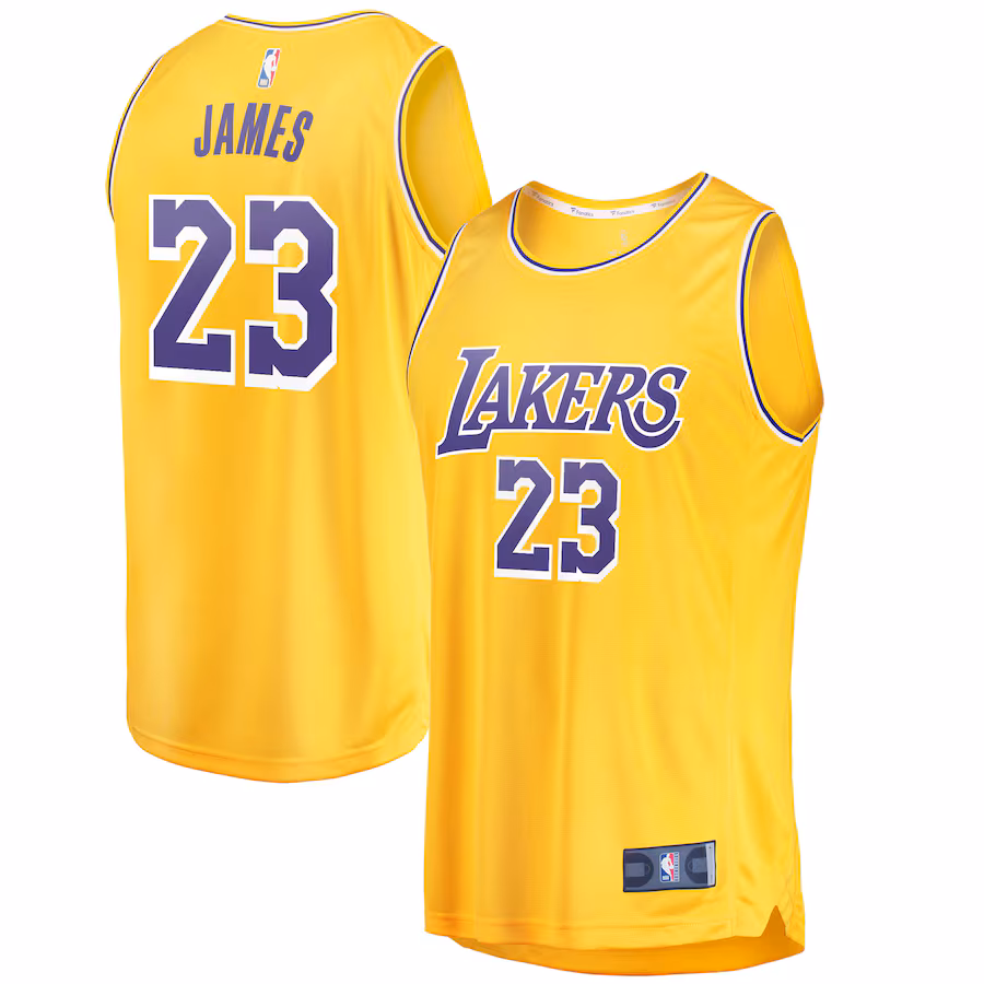 Men's Los Angeles Lakers LeBron James Fanatics Gold Fast Break Replica Player Jersey - Icon Edition - ujerseystore
