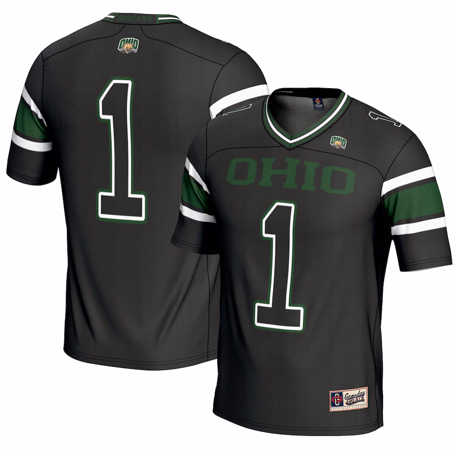 Youth GameDay Greats #1 Black Ohio Bobcats Endzone Football Jersey - ujerseystore