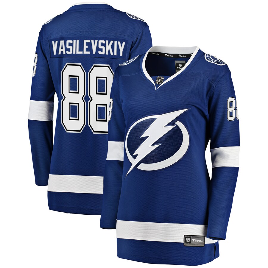Women's Tampa Bay Lightning Andrei Vasilevskiy Fanatics Branded Blue Premier Breakaway Player Jersey - ujerseystore