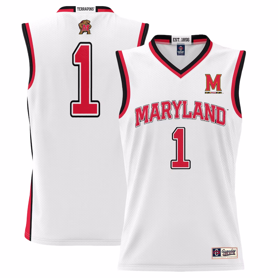 #1 Maryland Terrapins GameDay Greats Youth Lightweight Basketball Jersey - White - ujerseystore