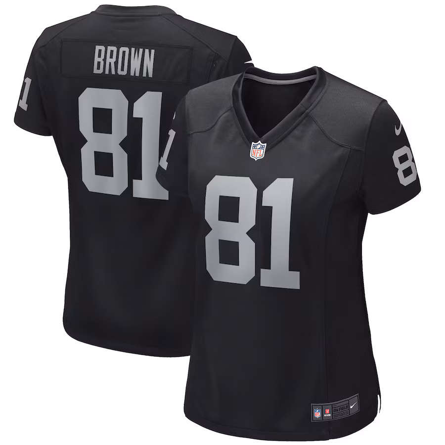 Women's Las Vegas Raiders Tim Brown Nike Black Game Retired Player Jersey - ujerseystore