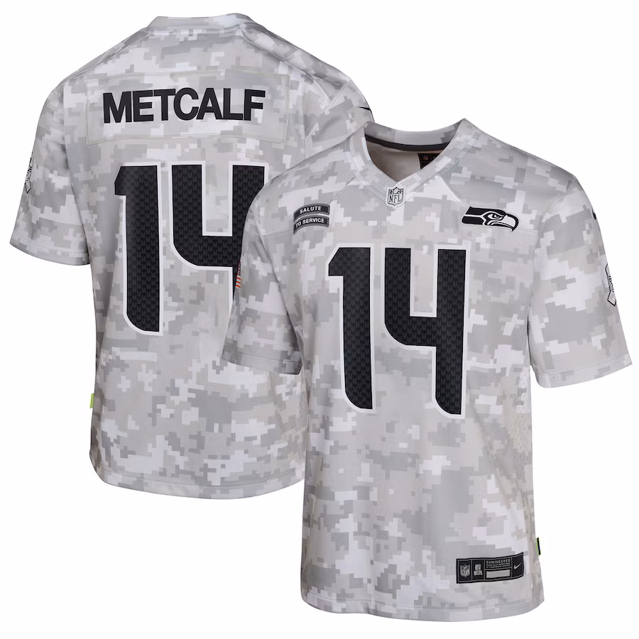 Youth Seattle Seahawks DK Metcalf Nike Arctic Camo 2024 Salute to Service Game Jersey - ujerseystore