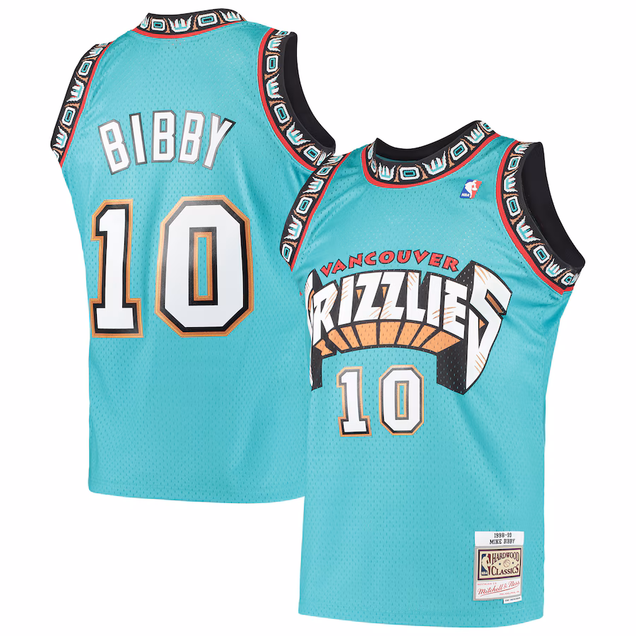 Men's Vancouver Grizzlies Mike Bibby Mitchell & Ness Turquoise Hardwood Classics Swingman Jersey - ujerseystore