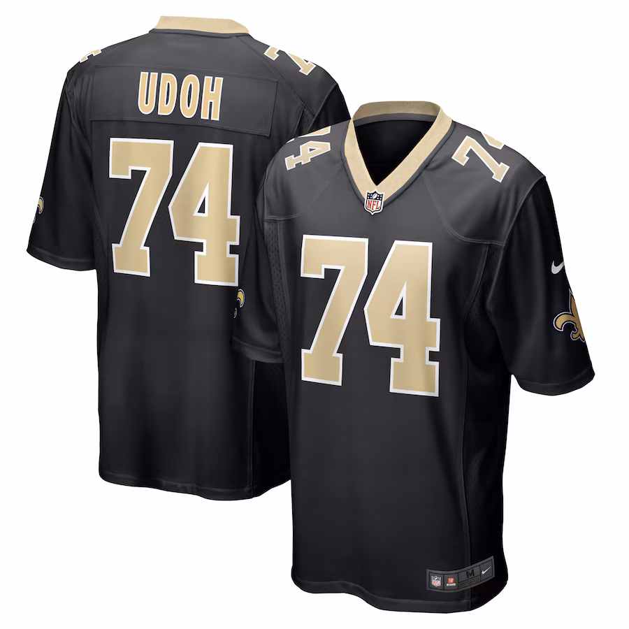 Men's New Orleans Saints Olisaemeka Udoh Nike Black Game Jersey - ujerseystore