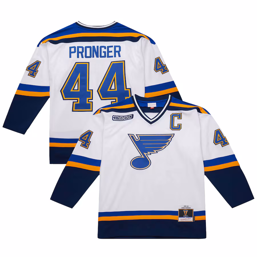 Men's St. Louis Blues Chris Pronger White 1999-00 Power Play Jersey - ujerseystore