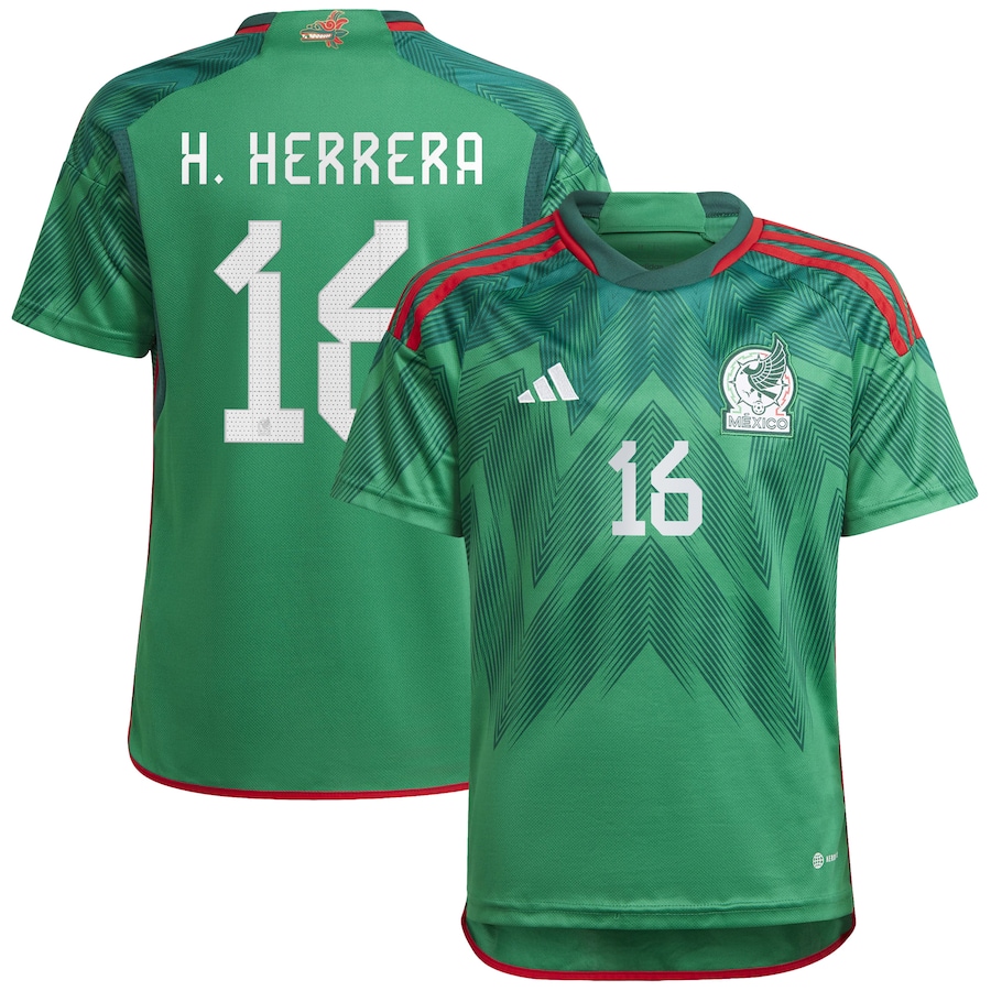 Youth Mexico National Team Héctor Herrera adidas Green 2022/23 Home Replica Player Jersey - ujerseystore