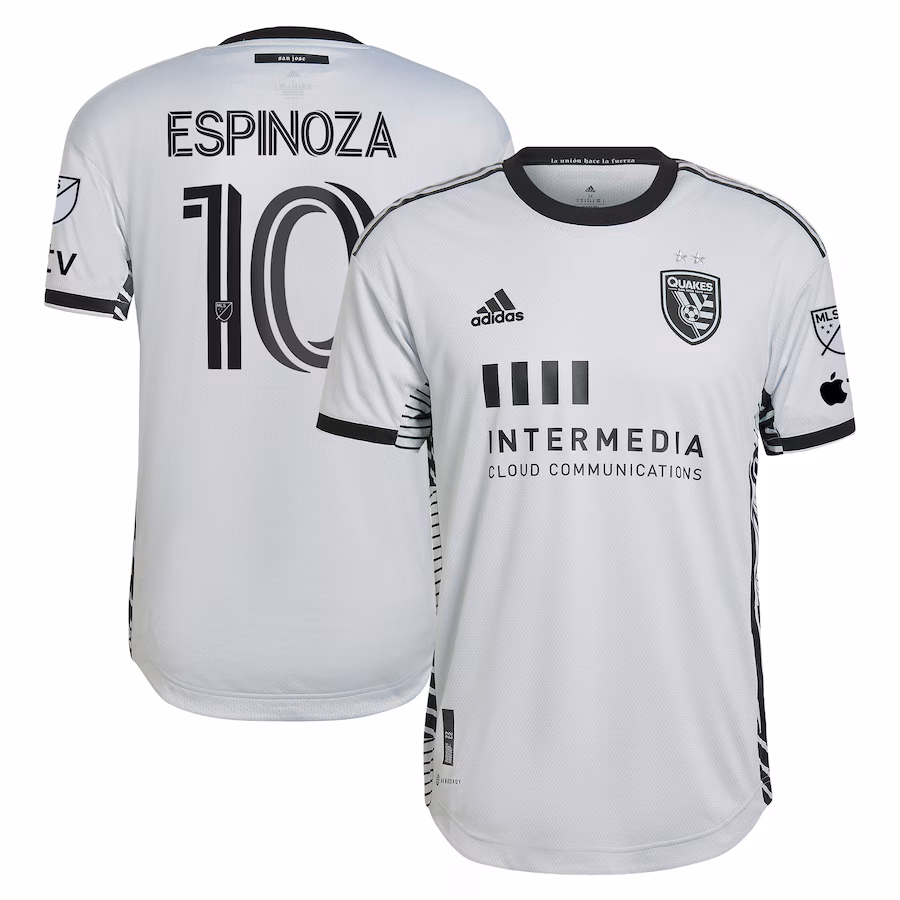Men's San Jose Earthquakes Cristian Espinoza adidas Gray 2023 The Creator Kit Authentic Player Jersey - ujerseystore