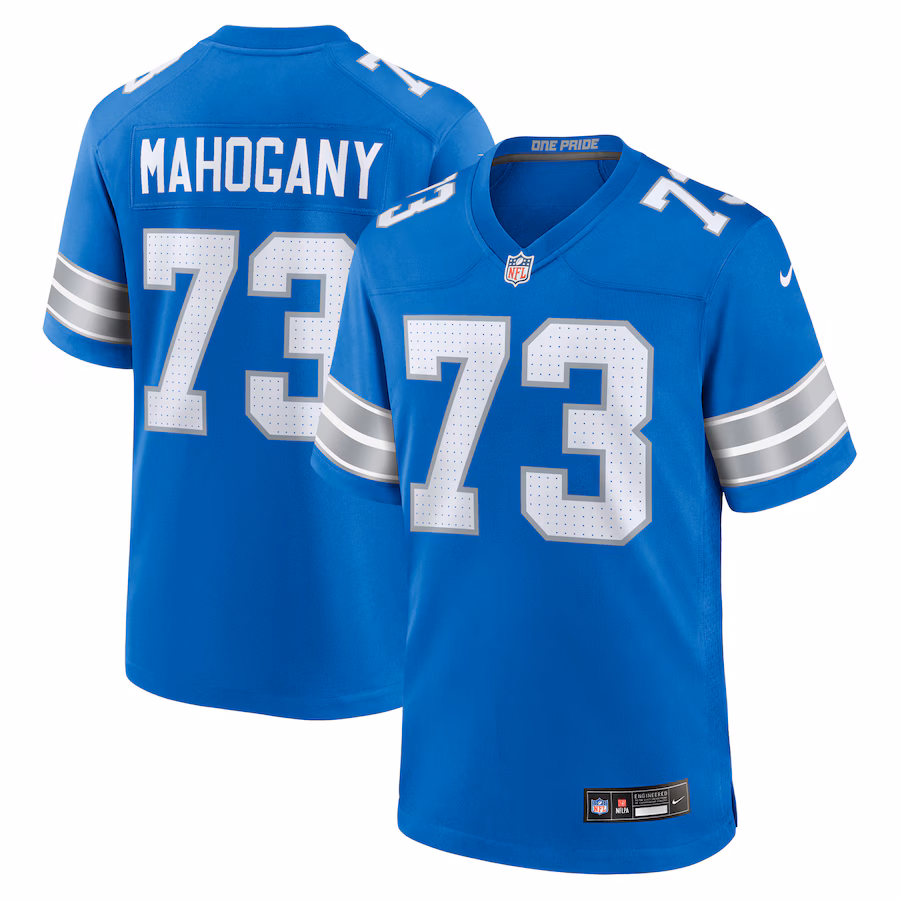 Men's Detroit Lions Christian Mahogany Nike  Blue Team Game Jersey - ujerseystore