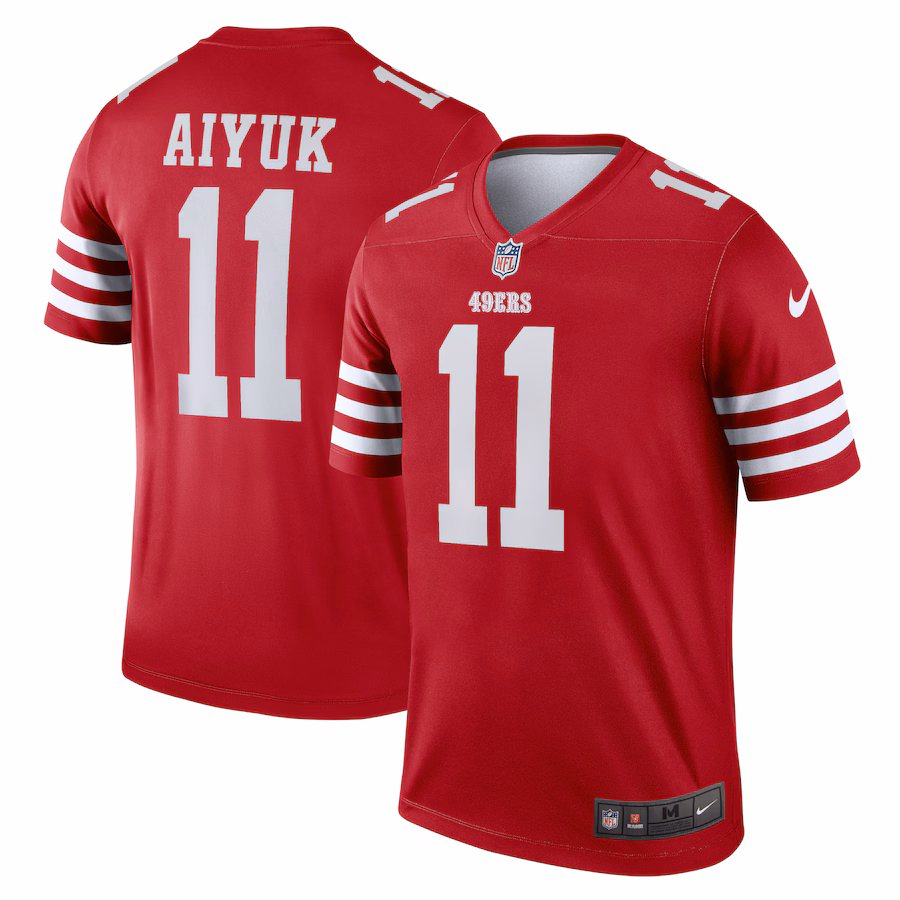 Men's San Francisco 49ers Brandon Aiyuk Nike Scarlet Team Legend Player Performance Top - ujerseystore