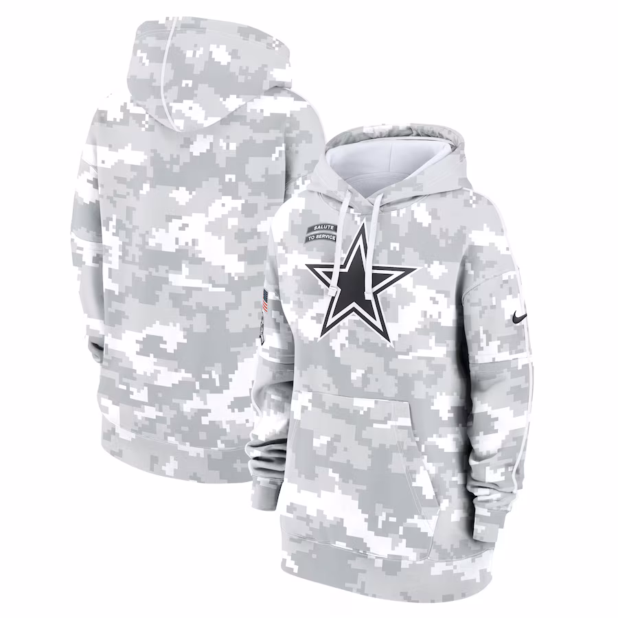 Women's Dallas Cowboys Nike Arctic Camo 2024 Salute To Service Club Fleece Pullover Hoodie - ujerseystore