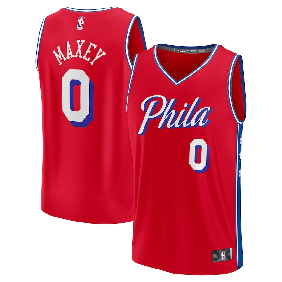 Youth Philadelphia 76ers Tyrese Maxey Fanatics Red Fast Break Player Jersey - Statement Edition - ujerseystore