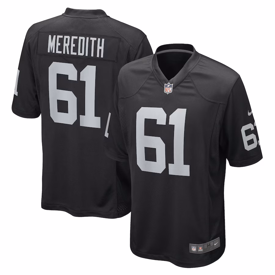 Men's Las Vegas Raiders Jordan Meredith Nike Black Game Player Jersey - ujerseystore