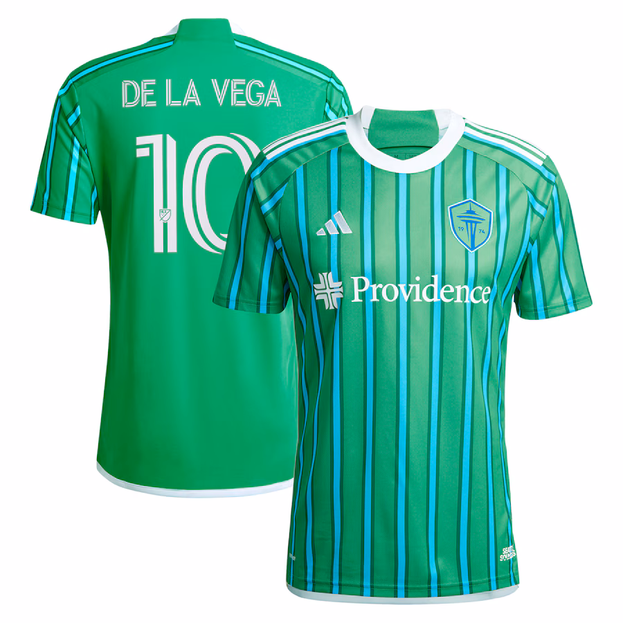 Men's Seattle Sounders FC Pedro de la Vega adidas Green 2024 The Anniversary Kit Replica Player Jersey - ujerseystore