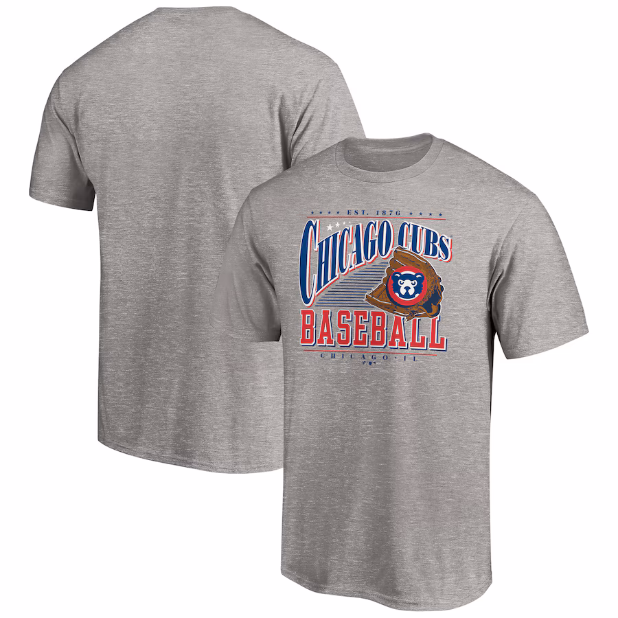 Men's Chicago Cubs Heather Gray Cooperstown Collection Winning Time T-Shirt - ujerseystore