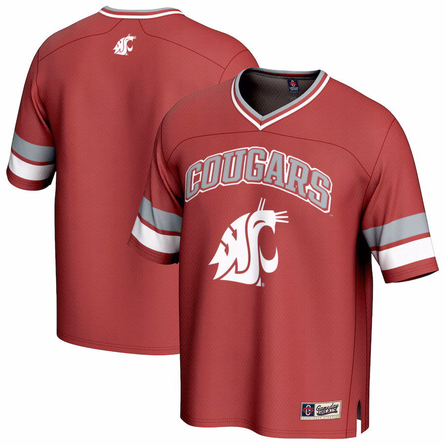 Men's GameDay Greats Crimson Washington State Cougars Spirit Football Jersey - ujerseystore