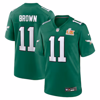 Men's Philadelphia Eagles A.J. Brown Nike Kelly Green Super Bowl LIX 2nd Alternate Game Jersey - ujerseystore