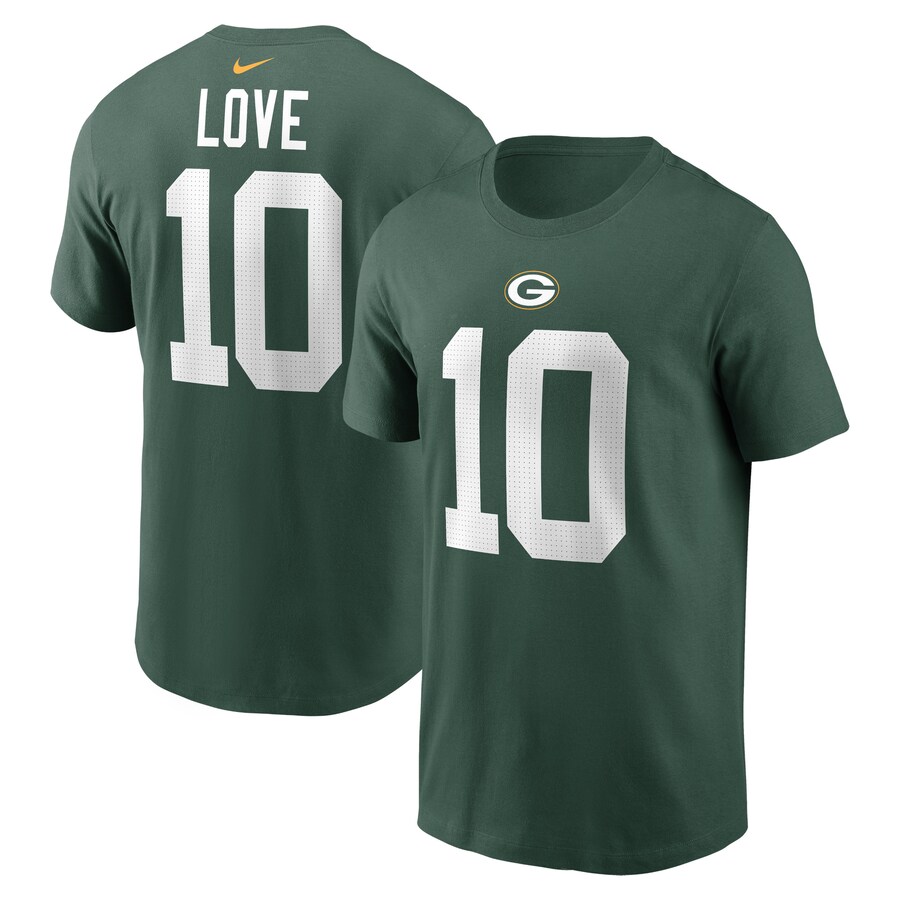 Men's Green Bay Packers Jordan Love Nike Green Player Name & Number T-Shirt - ujerseystore