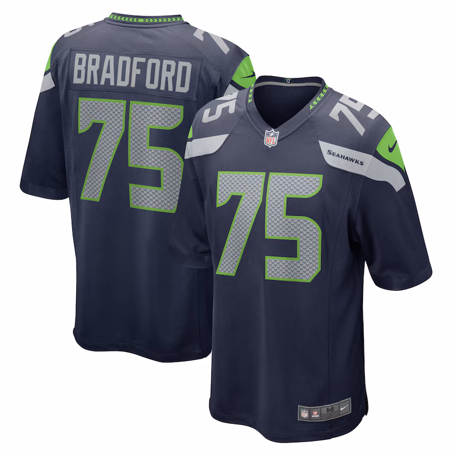 Men's Seattle Seahawks Anthony Bradford Nike College Navy Team Game Jersey - ujerseystore