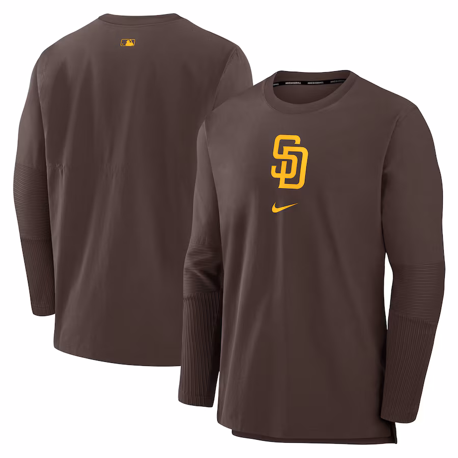 Men's San Diego Padres Nike Brown Authentic Collection Player Performance Pullover Sweatshirt - ujerseystore