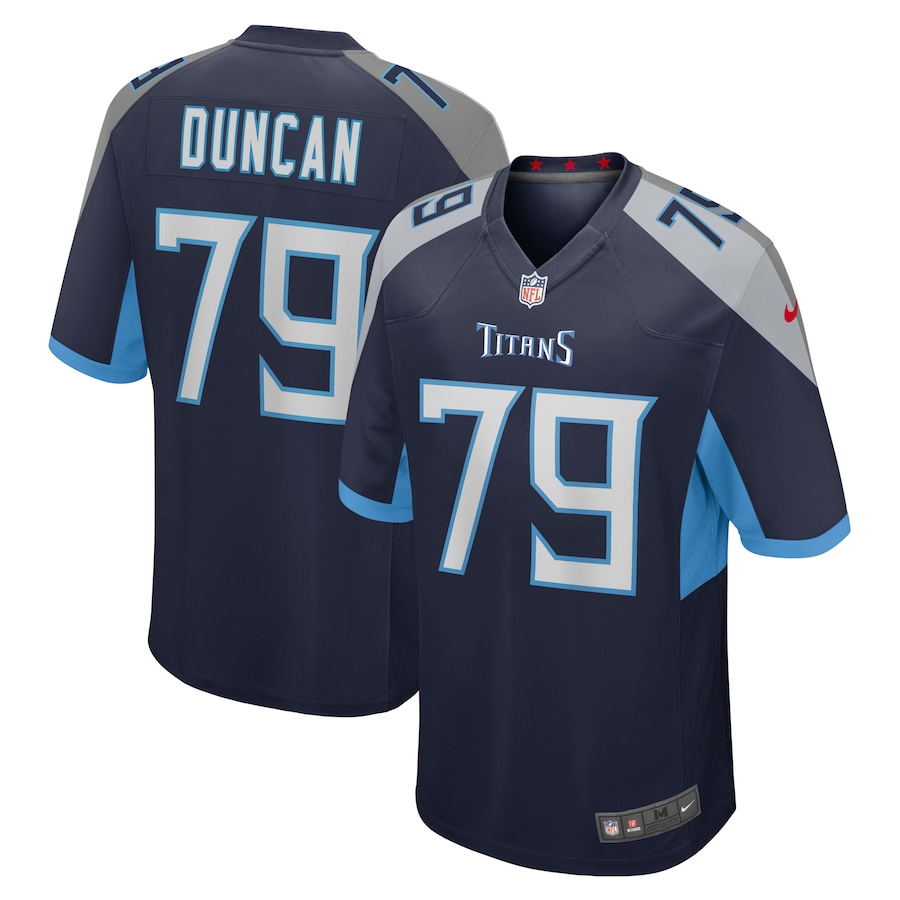 Men's Tennessee Titans Jaelyn Duncan Nike  Navy Team Game Jersey - ujerseystore