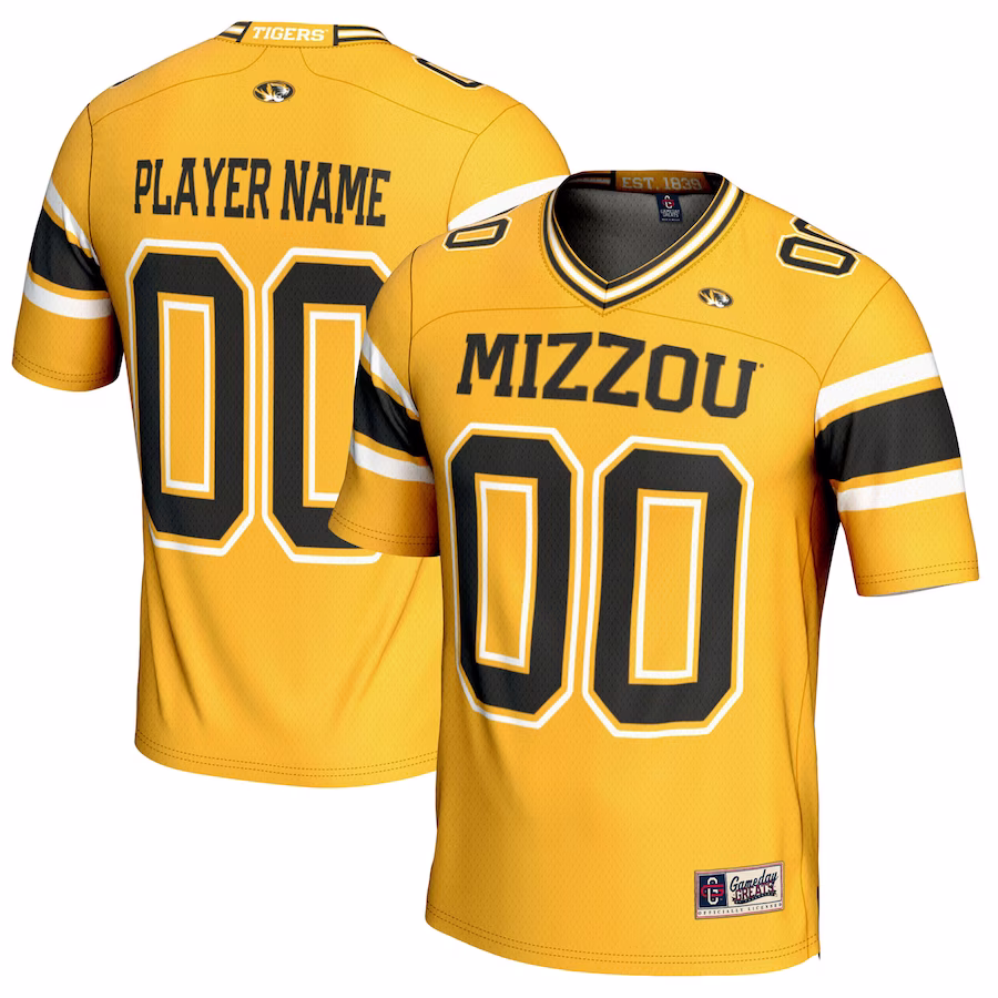 Missouri Tigers GameDay Greats NIL Pick-A-Player Football Jersey - Gold - ujerseystore