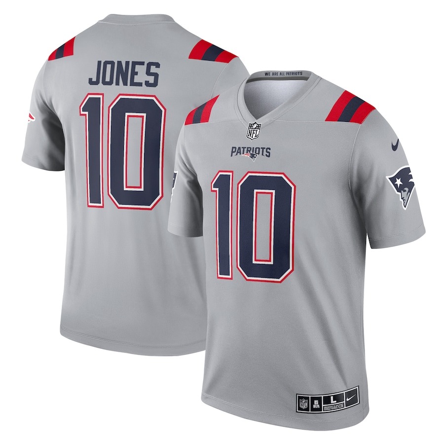 Men's New England Patriots Mac Jones Nike Gray Inverted Legend Jersey - ujerseystore