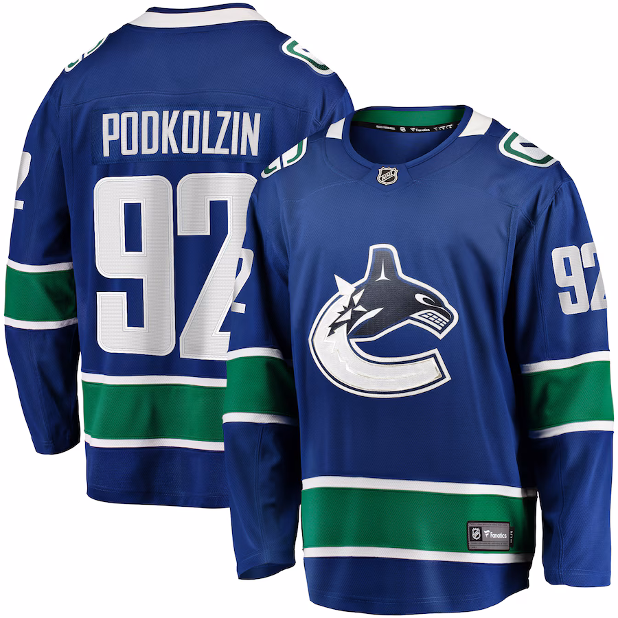 Men's Vancouver Canucks Vasily Podkolzin Fanatics Blue Home Premier Breakaway Player Jersey - ujerseystore
