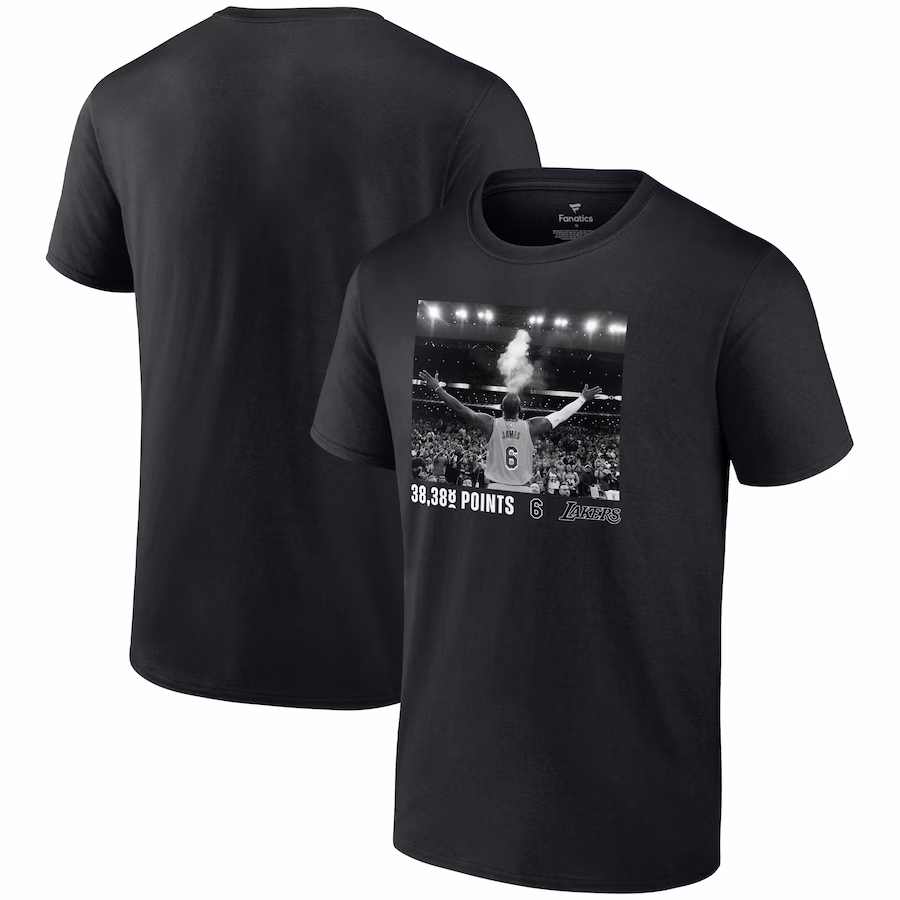 Men's Los Angeles Lakers LeBron James Black NBA All-Time Scoring Record Chalk Throw T-Shirt - ujerseystore