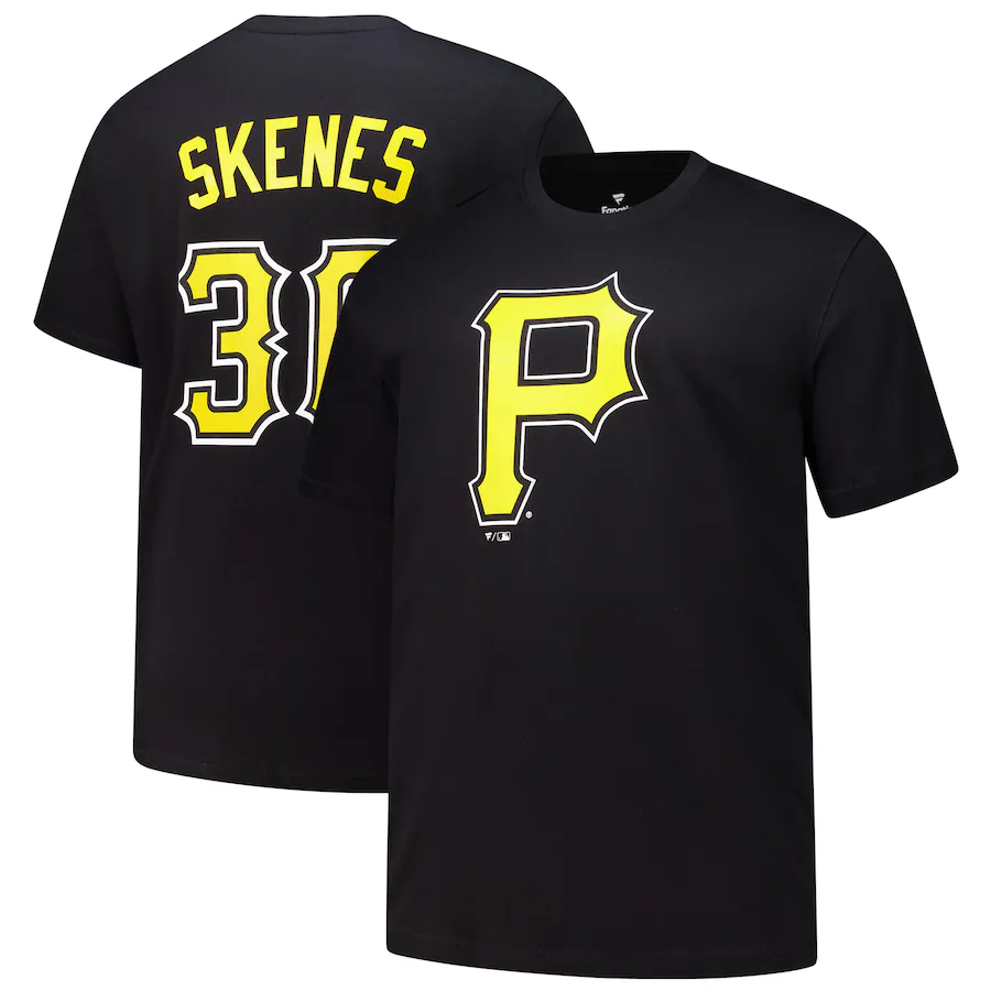 Men's Pittsburgh Pirates Paul Skenes Profile Black Big & Tall Name & Number T-Shirt - ujerseystore