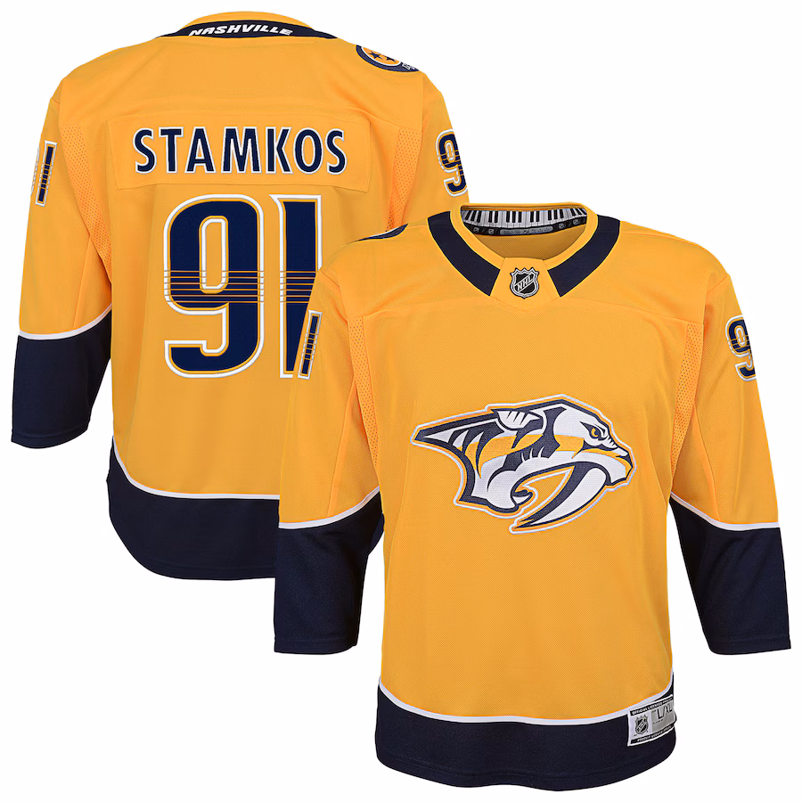 Youth Nashville Predators Steven Stamkos Gold Home Premier Player Jersey - ujerseystore