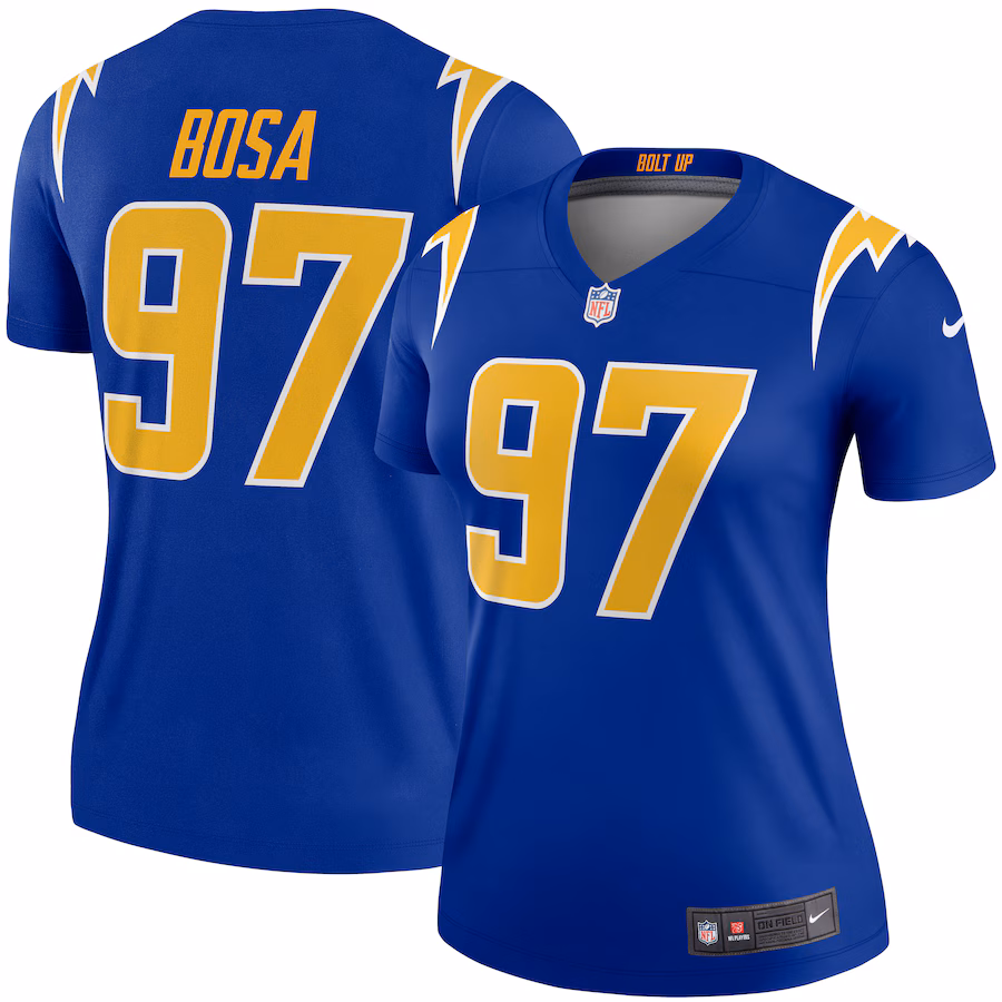 Women's Los Angeles Chargers Joey Bosa Nike Royal Alternate Legend Player Performance Top - ujerseystore