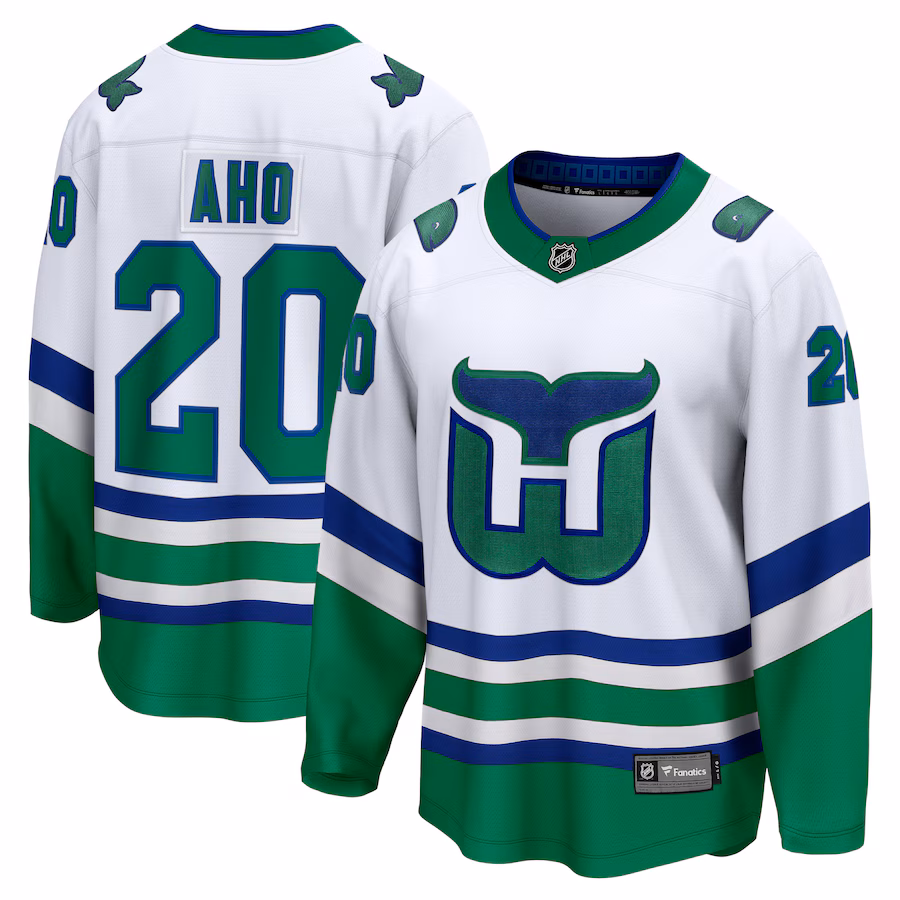 Men's Carolina Hurricanes Sebastian Aho Fanatics White Whalers Premier Breakaway Jersey - ujerseystore