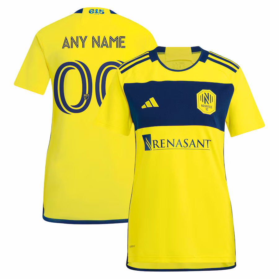 Women's Nashville SC  adidas Yellow 2024 The 615 Kit Replica Custom Jersey - ujerseystore