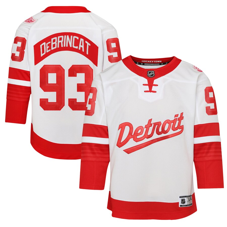 Youth Detroit Red Wings Alex DeBrincat White 2025 NHL Stadium Series Premier Player Jersey - ujerseystore