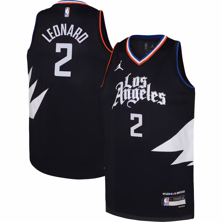 Youth LA Clippers Kawhi Leonard Jordan Brand Black Swingman Jersey - Statement Edition - ujerseystore