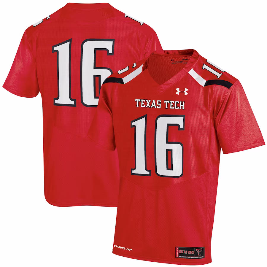 #16 Texas Tech Red Raiders Under Armour Replica Jersey - Red - ujerseystore