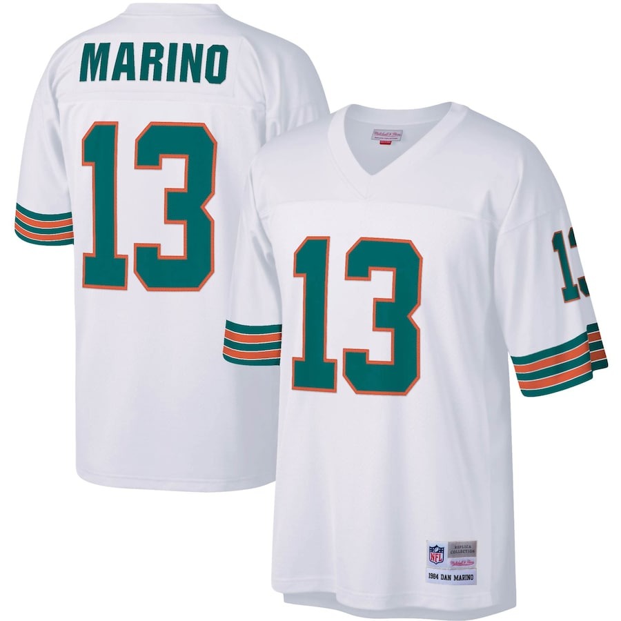 Men's Miami Dolphins Dan Marino Mitchell & Ness White Big & Tall 1984 Retired Player Replica Jersey - ujerseystore