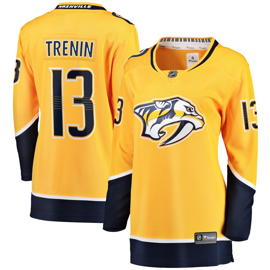 Women's Nashville Predators Yakov Trenin Fanatics Branded Gold Home Breakaway Player Jersey - ujerseystore