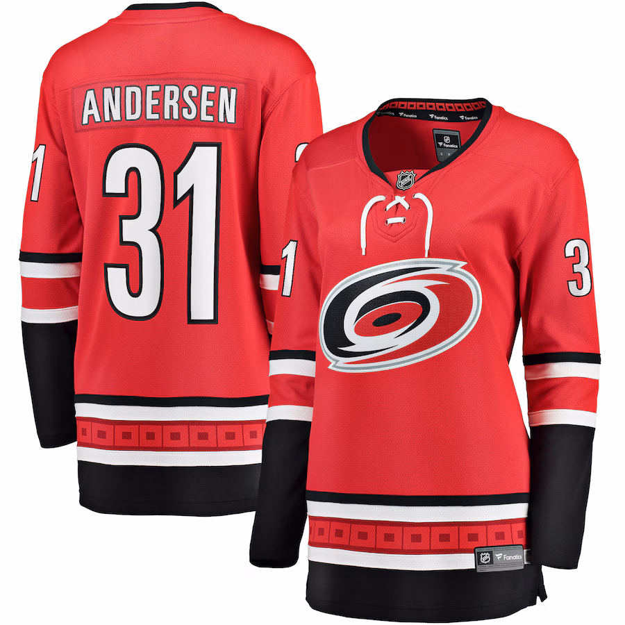 Women's Carolina Hurricanes Frederik Andersen Fanatics Red Alternate Breakaway Player Jersey - ujerseystore