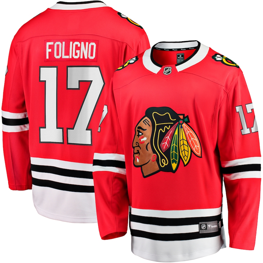 Men's Chicago Blackhawks Nick Foligno Fanatics Red Home Breakaway Jersey - ujerseystore
