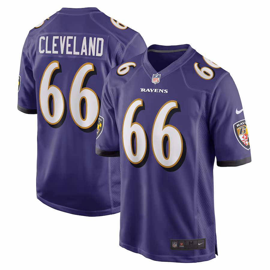 Men's Baltimore Ravens Ben Cleveland Nike Purple Game Jersey - ujerseystore