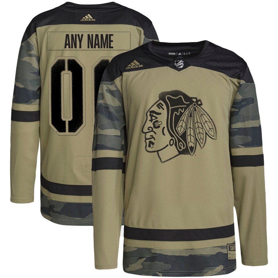 Men's Chicago Blackhawks adidas Camo Military Appreciation Team Authentic Custom Practice Jersey - ujerseystore