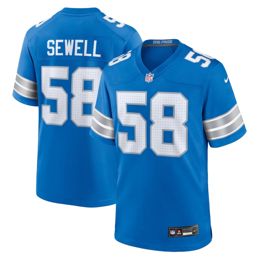 Men's Detroit Lions Penei Sewell Nike Blue Game Jersey - ujerseystore