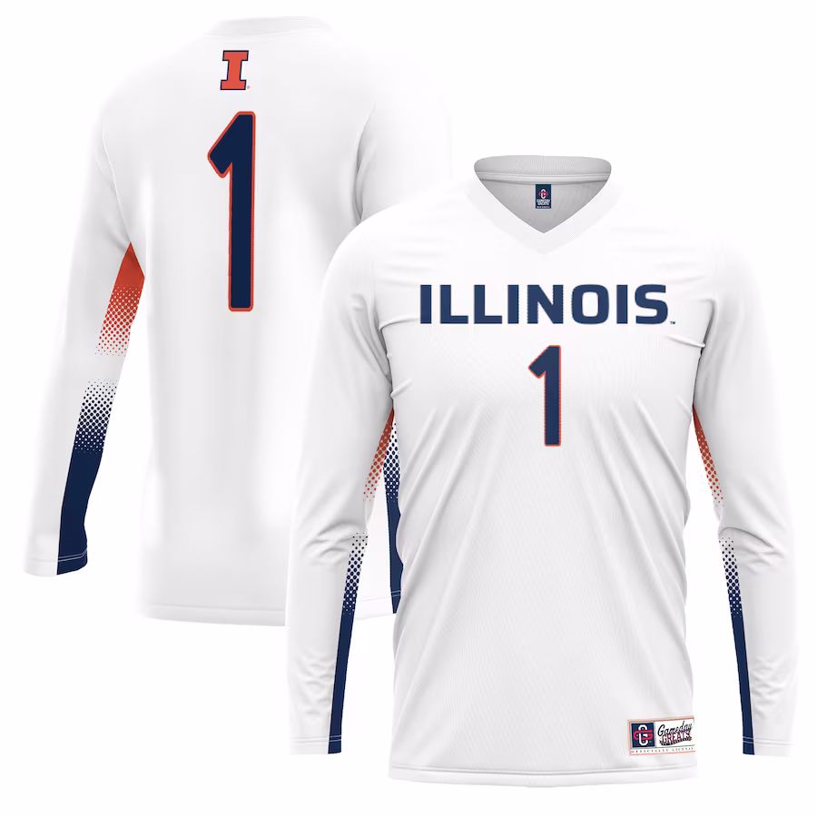 #1 Illinois Fighting Illini GameDay Greats Youth Lightweight Women's Volleyball Jersey - White - ujerseystore