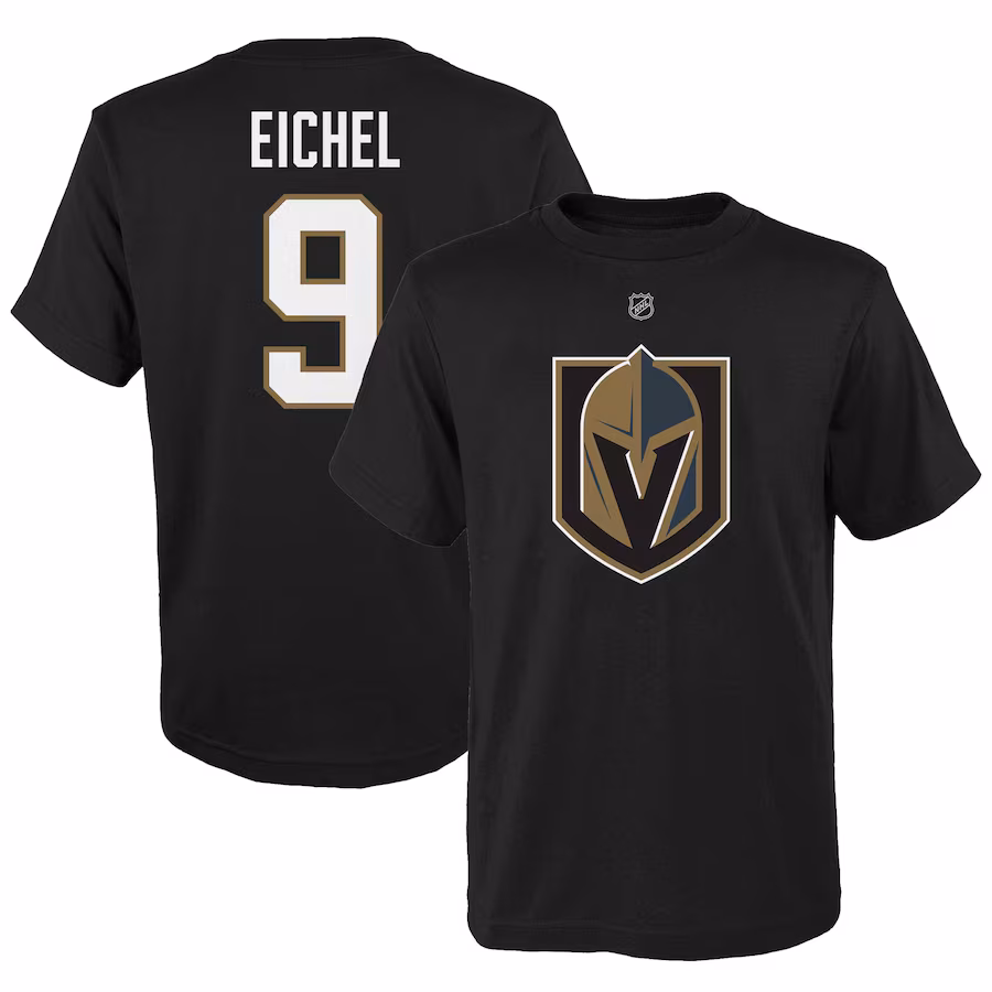 Youth Vegas Golden Knights Jack Eichel Black Player Name & Number T-Shirt - ujerseystore