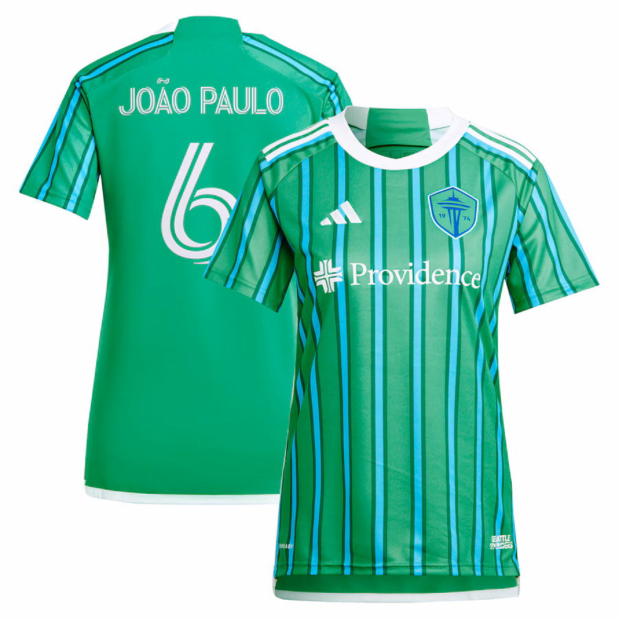 Women's Seattle Sounders FC Joao Paulo adidas Green 2024 The Anniversary Kit Replica Player Jersey - ujerseystore
