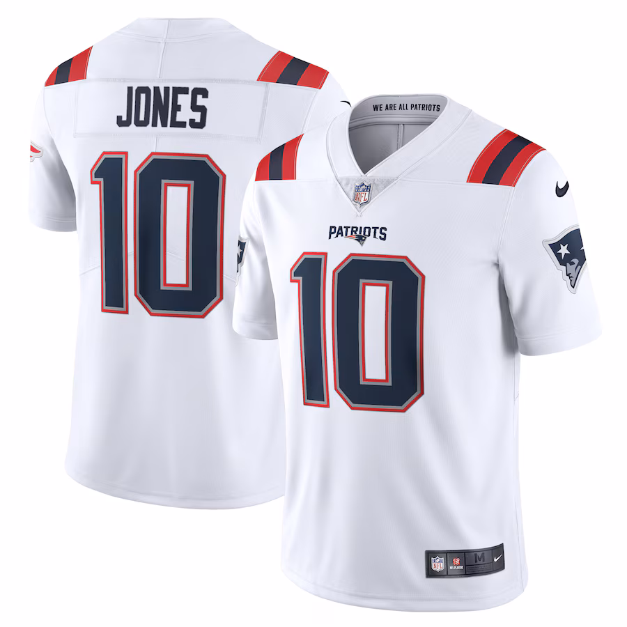 Men's New England Patriots Mac Jones Nike White Vapor Limited Jersey - ujerseystore