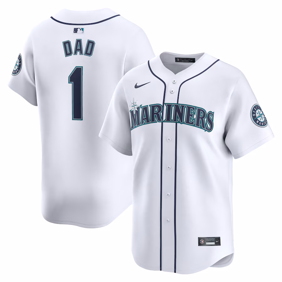Men's Seattle Mariners Nike White #1 Dad Home Limited Jersey - ujerseystore