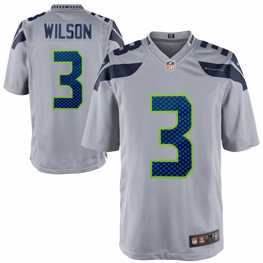 Mens Seattle Seahawks Russell Wilson Nike Gray Alternate Game Jersey - ujerseystore