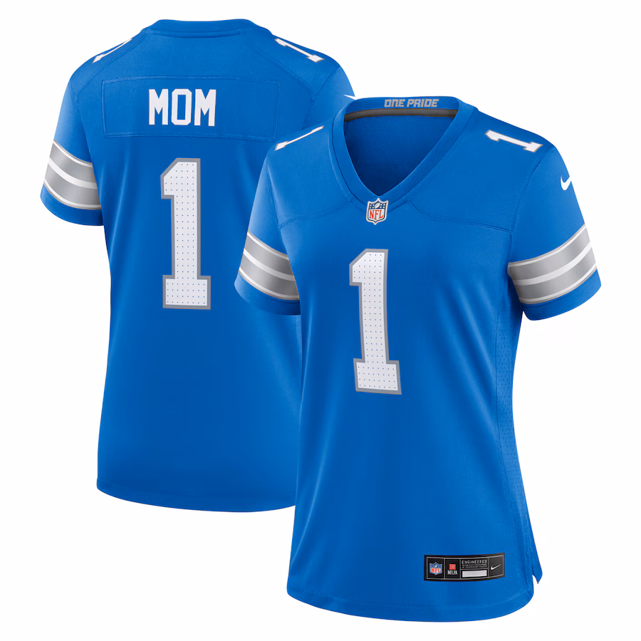 Men's Detroit Lions Number 1 Mom Nike Blue Game Jersey - ujerseystore